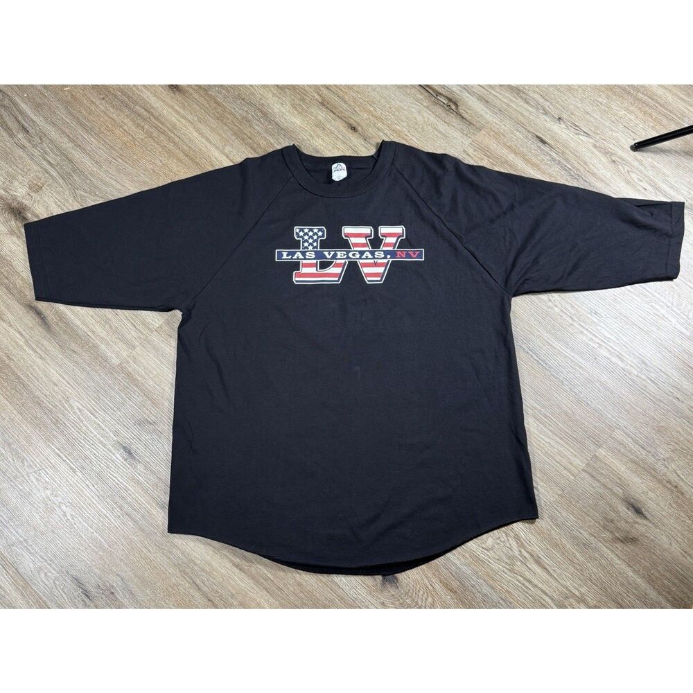 Alstyle Las Vegas NV Souvenir Raglan Baseball Shirt 3/4 Sleeve 2XL Black